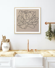 Load image into Gallery viewer, Black Lines Peony - 24" x 24" print