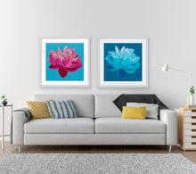 Load image into Gallery viewer, Pink and Blue Peony Pair Prints - 24" x 24" each