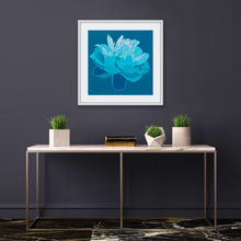 Load image into Gallery viewer, Blue Peony on Blue Background - 24" x 24" print