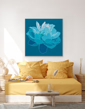 Load image into Gallery viewer, Blue Peony on Blue Background - 24" x 24" print