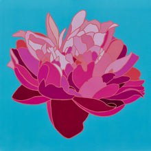 Load image into Gallery viewer, Pink Peony on Blue Background - Print 24&quot; x 24&quot;
