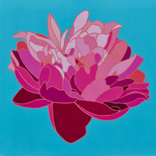 Load image into Gallery viewer, Pink Peony on Blue Background Original - SOLD