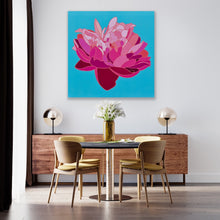 Load image into Gallery viewer, Pink Peony on Blue Background Original - SOLD