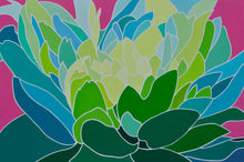 Load image into Gallery viewer, Blue Green Peony on Pink Background - Print SOLD OUT