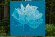 Load image into Gallery viewer, Blue Peony on Blue Background Original - SOLD