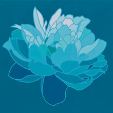 Load image into Gallery viewer, Blue Peony on Blue Background - 24" x 24" print