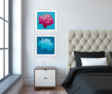 Load image into Gallery viewer, Pink and Blue Peony Pair Prints - 24&quot; x 24&quot; each
