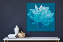 Load image into Gallery viewer, Blue Peony on Blue Background Original - SOLD
